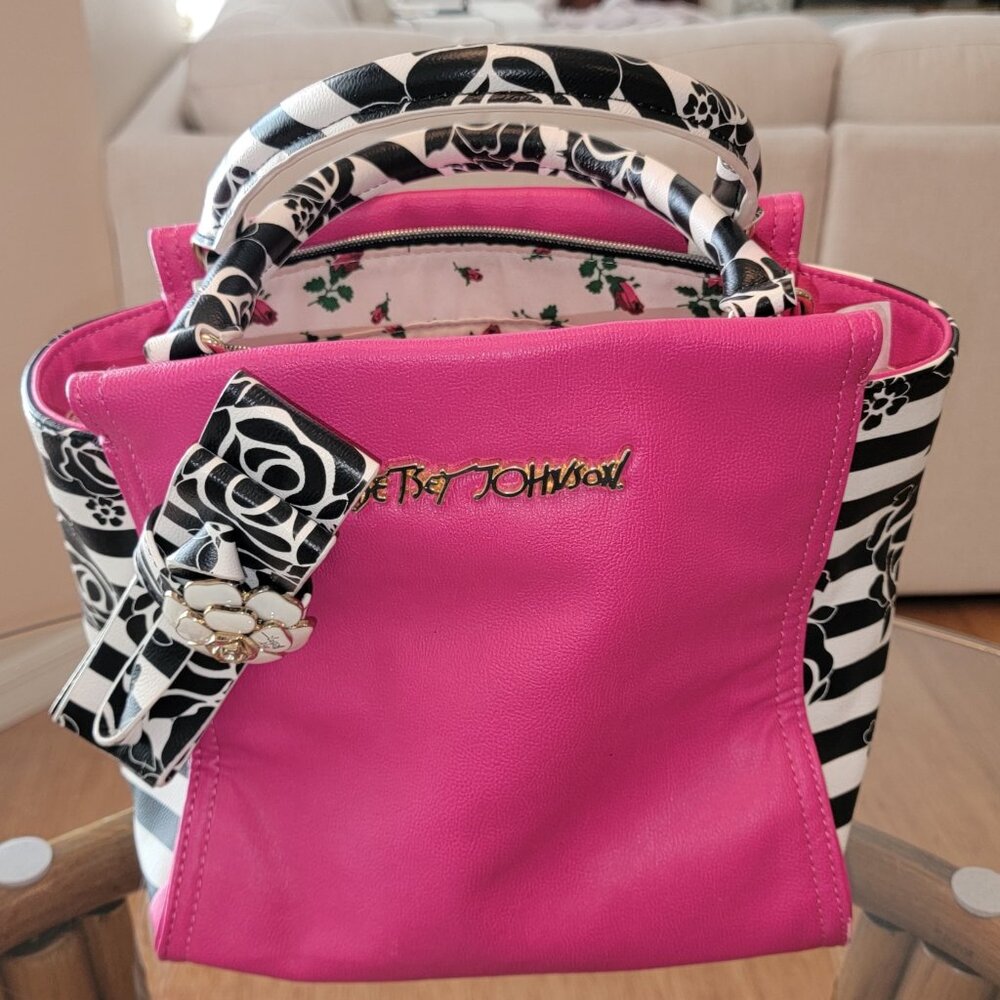 Betsy Johnson Petal to the Metal Convertible Crossbody Bag in Fushia